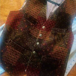 Vintage Patchwork Velvet Vest with Paisley Design (M/L)